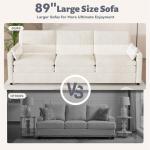 Beige 3-Seater Sofa Bed with Easy Assembly