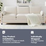 Beige 3-Seater Sofa Bed with Easy Assembly