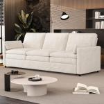 Beige 3-Seater Sofa Bed with Easy Assembly
