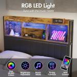 Double Bed Frame with LED Shelves and Charging Station