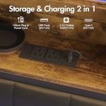 Double Bed Frame with LED Shelves and Charging Station