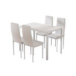 Artiss 5-Piece White Dining Table & Chair Set
