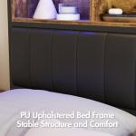 Double Bed Frame with LED Shelves and Charging Station