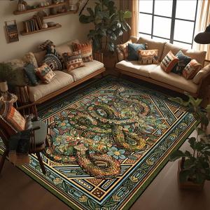 Ethnic Style Green Washable Runner Rug 100 x 160 cm