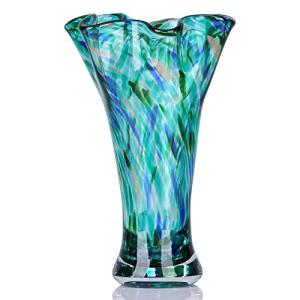 Teal Glass Vase - 9" for Floral Decor