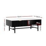 Artiss Black Coffee Table with Open Shelf Drawer