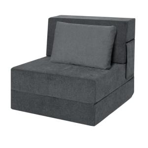 Grey Folding Sofa Bed Chair with Pillow