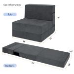 Grey Folding Sofa Bed Chair with Pillow
