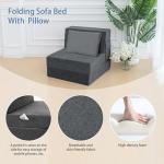 Grey Folding Sofa Bed Chair with Pillow