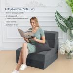 Grey Folding Sofa Bed Chair with Pillow