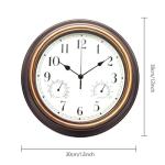 12-Inch Waterproof Wall Clock with Temperature & Humidity