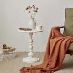 Holvity White Round Metal Coffee Table