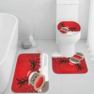 Cute Deer Christmas Bath Rug Set of 3