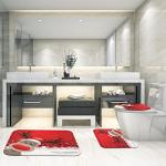 Cute Deer Christmas Bath Rug Set of 3