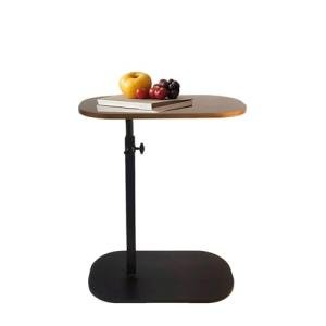 Adjustable C-Shaped Sofa Side Table in Walnut