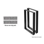 Iron Table Legs with Non-Slip Pads - Black
