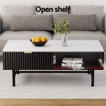 Artiss Black Coffee Table with Open Shelf Drawer