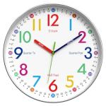 12-Inch Silent Wall Clock for Kids' Learning