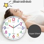 12-Inch Silent Wall Clock for Kids' Learning