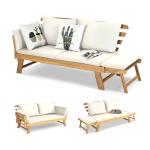 Convertible Acacia Wood Patio Daybed with Cushions