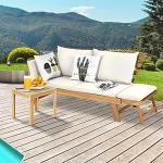 Convertible Acacia Wood Patio Daybed with Cushions