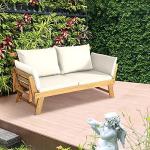 Convertible Acacia Wood Patio Daybed with Cushions