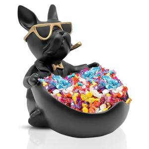 Heart-Shaped French Bulldog Candy Bowl and Key Holder