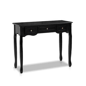Elegant Black Console Table with 3 Drawers