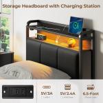 Twin Bed Frame with Charging Station and LED Lights