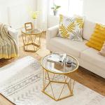 Set of 2 Round Gold Coffee Tables