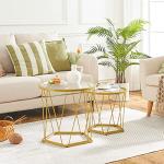 Set of 2 Round Gold Coffee Tables