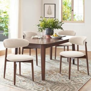 Beige Upholstered Dining Chairs Set of 4