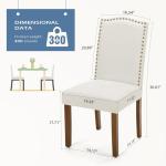 Set of 4 Beige Dining Chairs with Wooden Legs