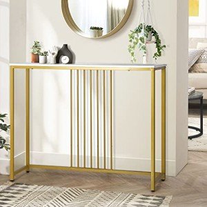 Oikiture Marble Top Console Table with Steel Frame