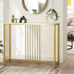 Oikiture Marble Top Console Table with Steel Frame