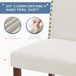 Set of 4 Beige Dining Chairs with Wooden Legs