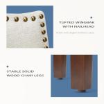 Set of 4 Beige Dining Chairs with Wooden Legs