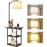 Modern Floor Lamp with Charging Station and Shelves