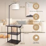 Modern Floor Lamp with Charging Station and Shelves