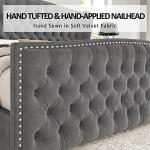 Velvet Queen Platform Bed with Tufted Headboard