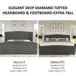Velvet Queen Platform Bed with Tufted Headboard