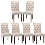 Set of 6 Button Tufted Dining Chairs - Dark Beige