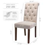 Set of 6 Button Tufted Dining Chairs - Dark Beige