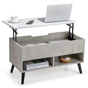 Giantex Grey Lift Top Coffee Table with Storage