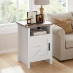 Farmhouse Nightstand with Barn Door and Shelf