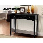 Elegant Black Console Table with 3 Drawers