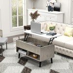 Giantex Grey Lift Top Coffee Table with Storage
