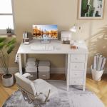 Compact White Desk with Drawers for Kids