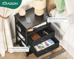 AODK Black Nightstand with Charging Station and Drawers