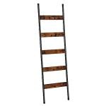 5-Tier Wall-Leaning Blanket Ladder with Hooks